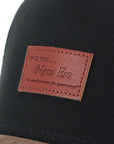 ニューエラ 9FORTY A-FRAME LEATHER PATCH ブラック/ブラウンスウェード