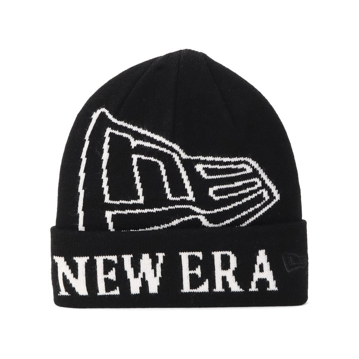 ニューエラ BASIC CUFF KNIT FLAG LOGO JACQUARD ブラック