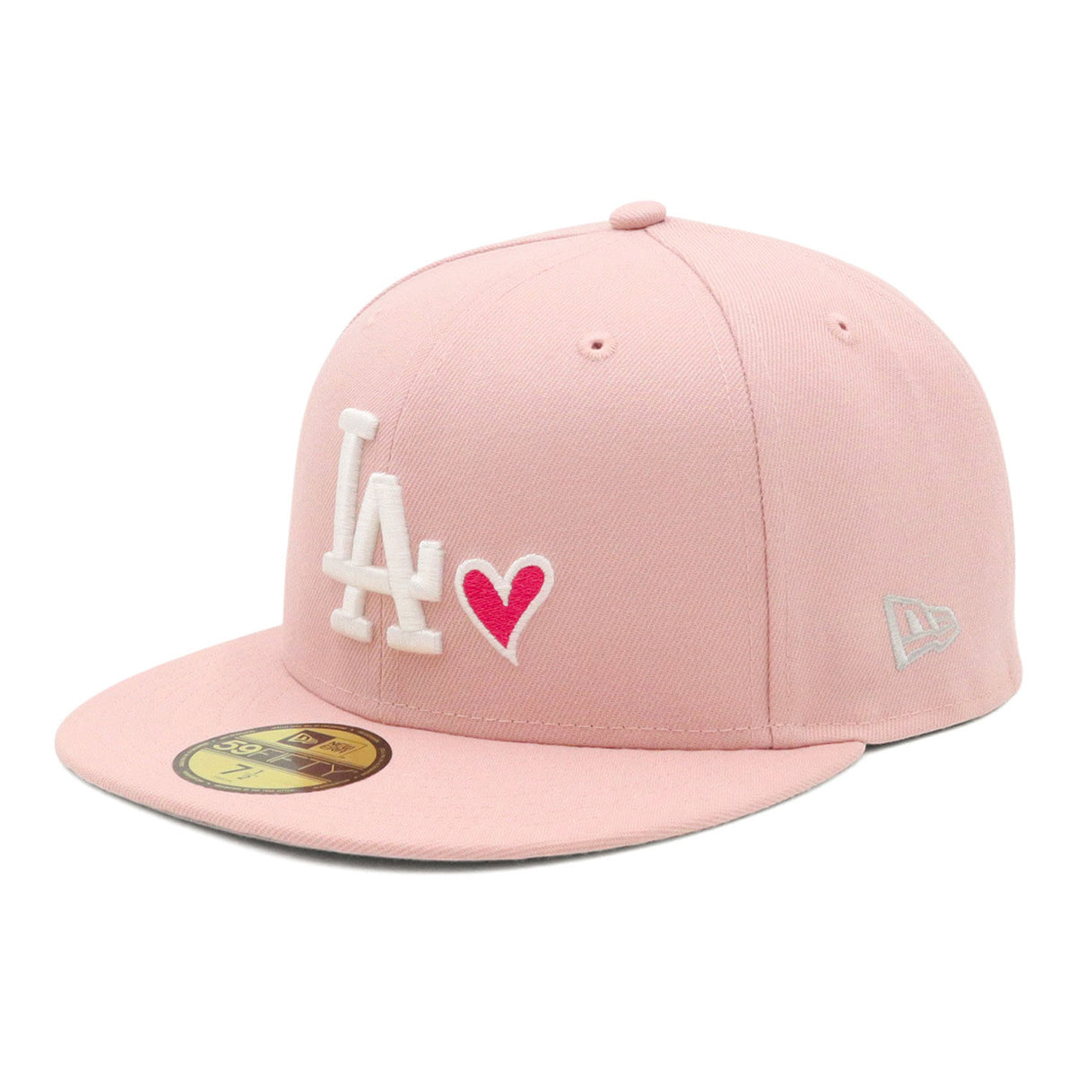 ピンクキャップ ハートロゴ付き 調整可能 ニューエラ キャップ 59FIFTY HEART UNDER VISOR LAピンクルージュ