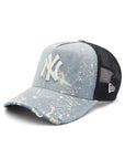 ニューエラ 9FORTY A-FRAME TRUCKER / CLOTH STRAP SPLASH PAINT DENIM NYウォッシュドデニム