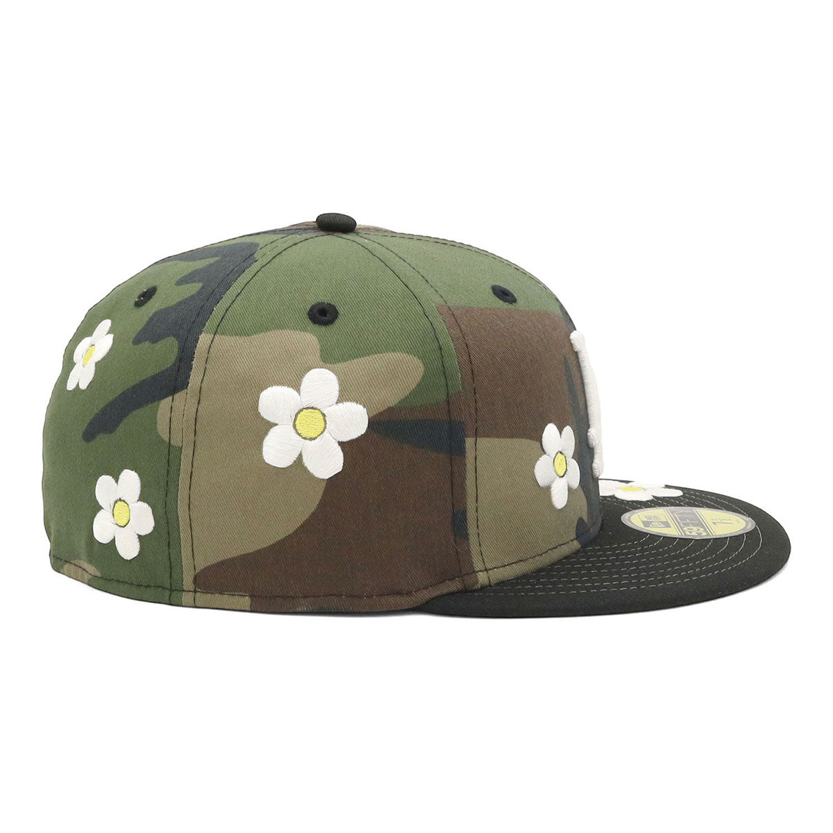 二蘭 ニューエラ キャップ 59FIFTY FLOWER EMBROIDERY 2-TONE LAウッド