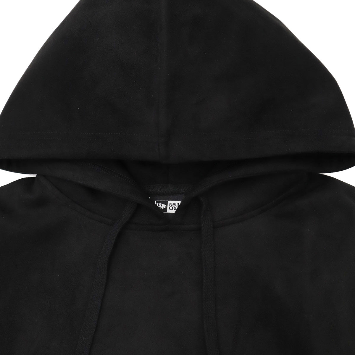 ニューエラ SUEDE PULLOVER HOODIE SCRIPT LOGO BOX LOGO LEATHER PATCH ブラック・ダークグレー