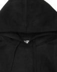 ニューエラ SUEDE PULLOVER HOODIE SCRIPT LOGO BOX LOGO LEATHER PATCH ブラック・ダークグレー