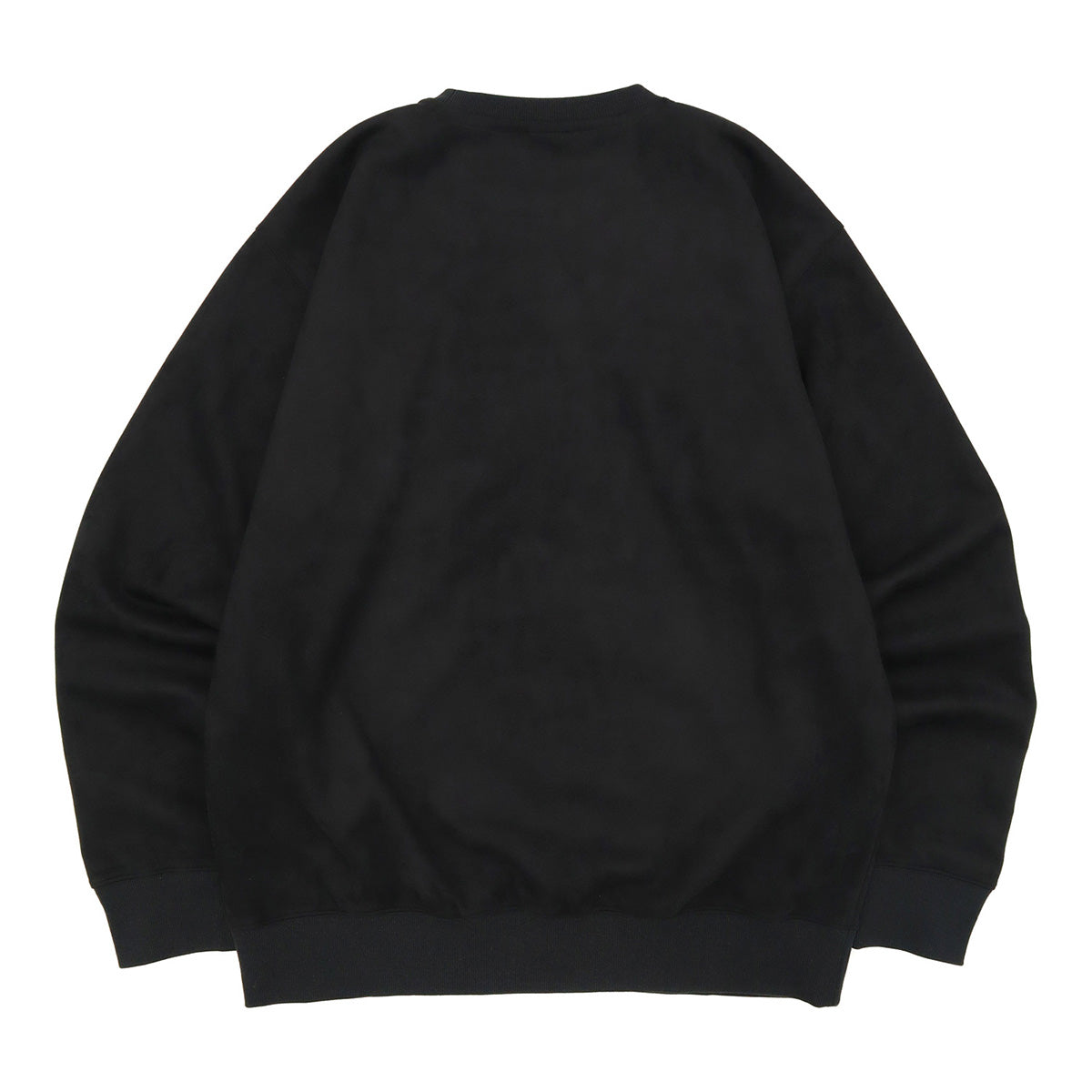 ニューエラ SUEDE CREW NECK SCRIPT LOGO BOX LOGO LEATHER PATCH ブラック・ダークグレー