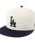 別注 ニューエラ 59FIFTY CORDUROY 2-TONE LAアイボリー/ネイビー