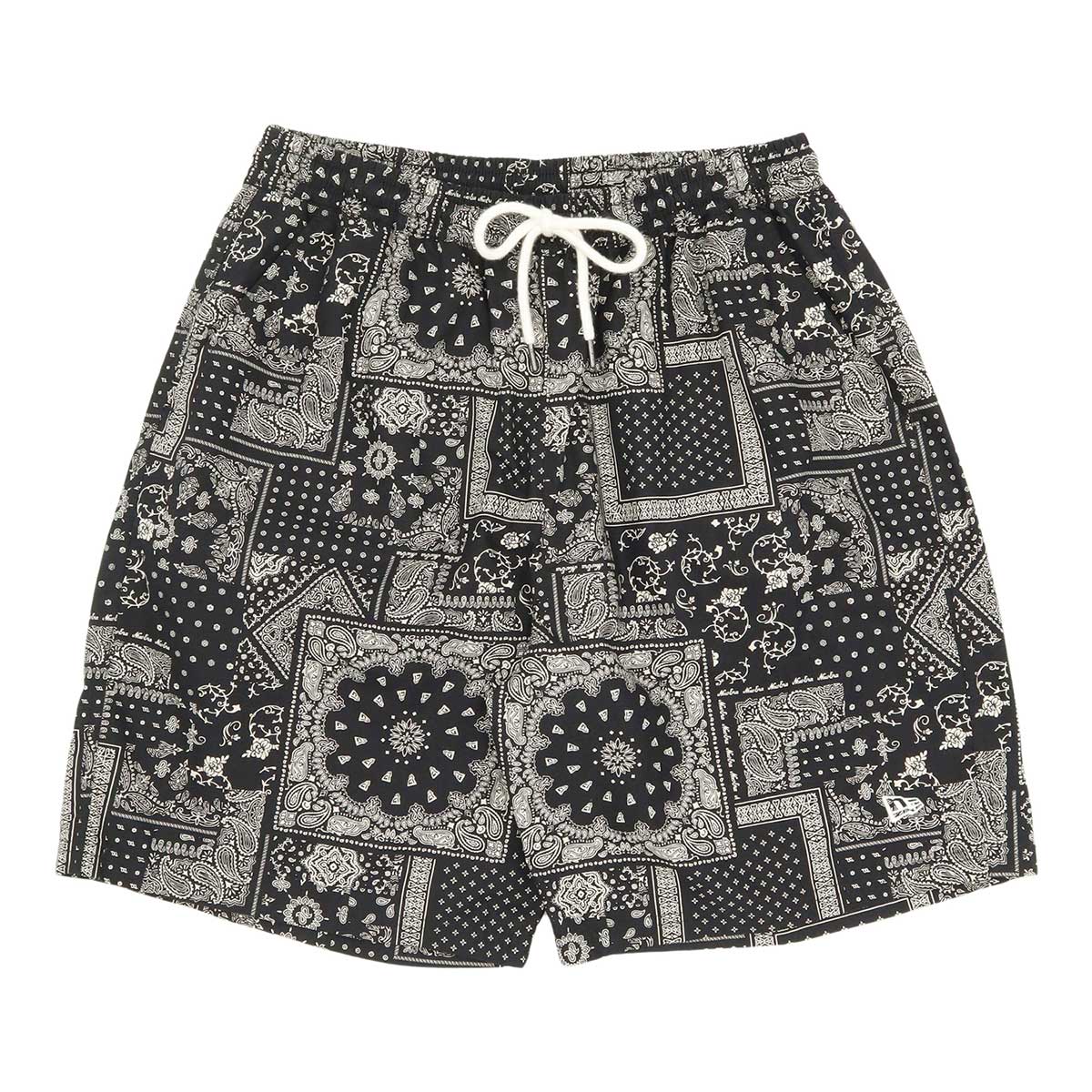 ニューエラ WOVEN SHORT PANTS FLORAL PAISLEY ブラック