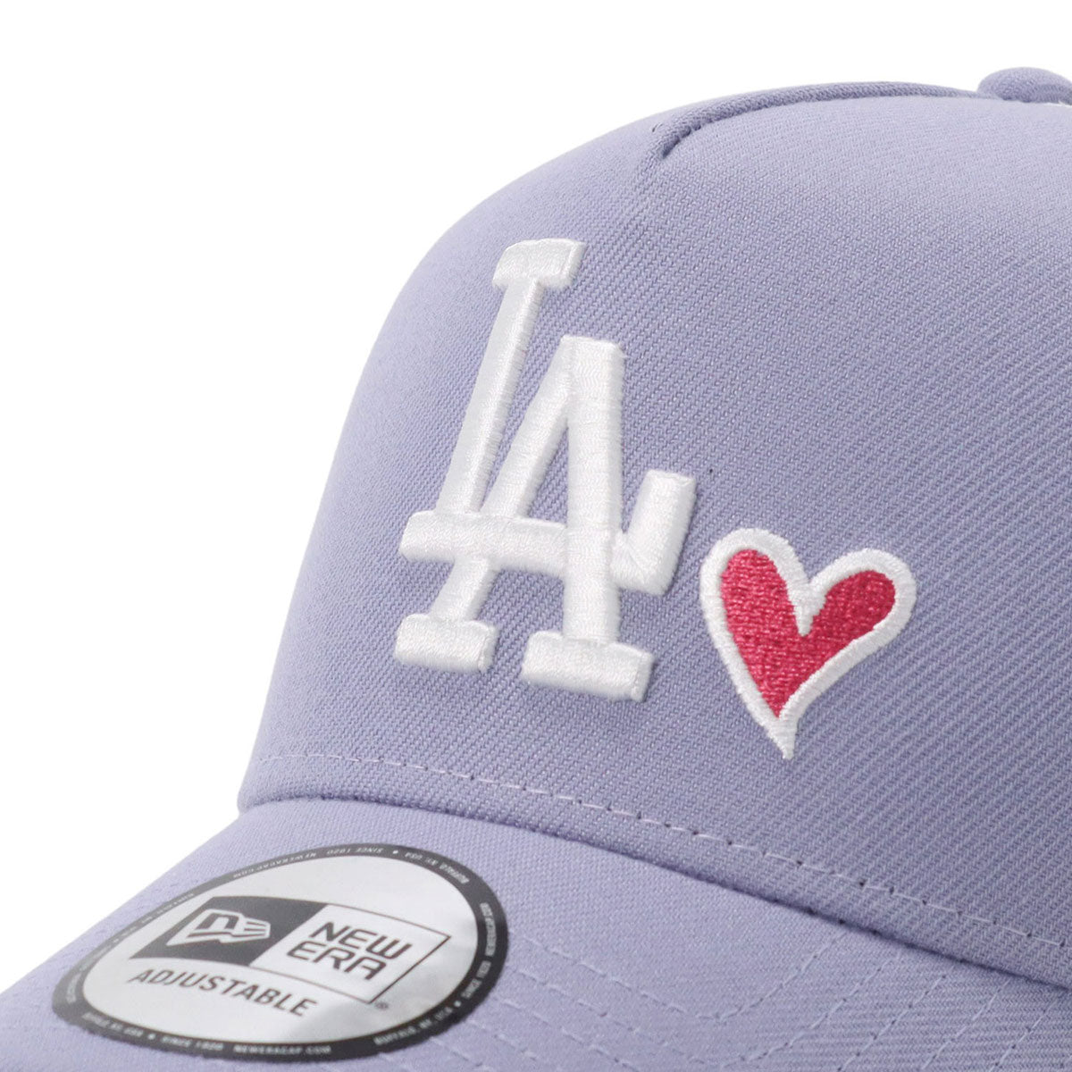【値下げ】supreme スクリプト　ニューエラ　ラベンダー ニューエラ キャップ 9FORTY A-FRAME TRUCKER HEART LAラベンダー