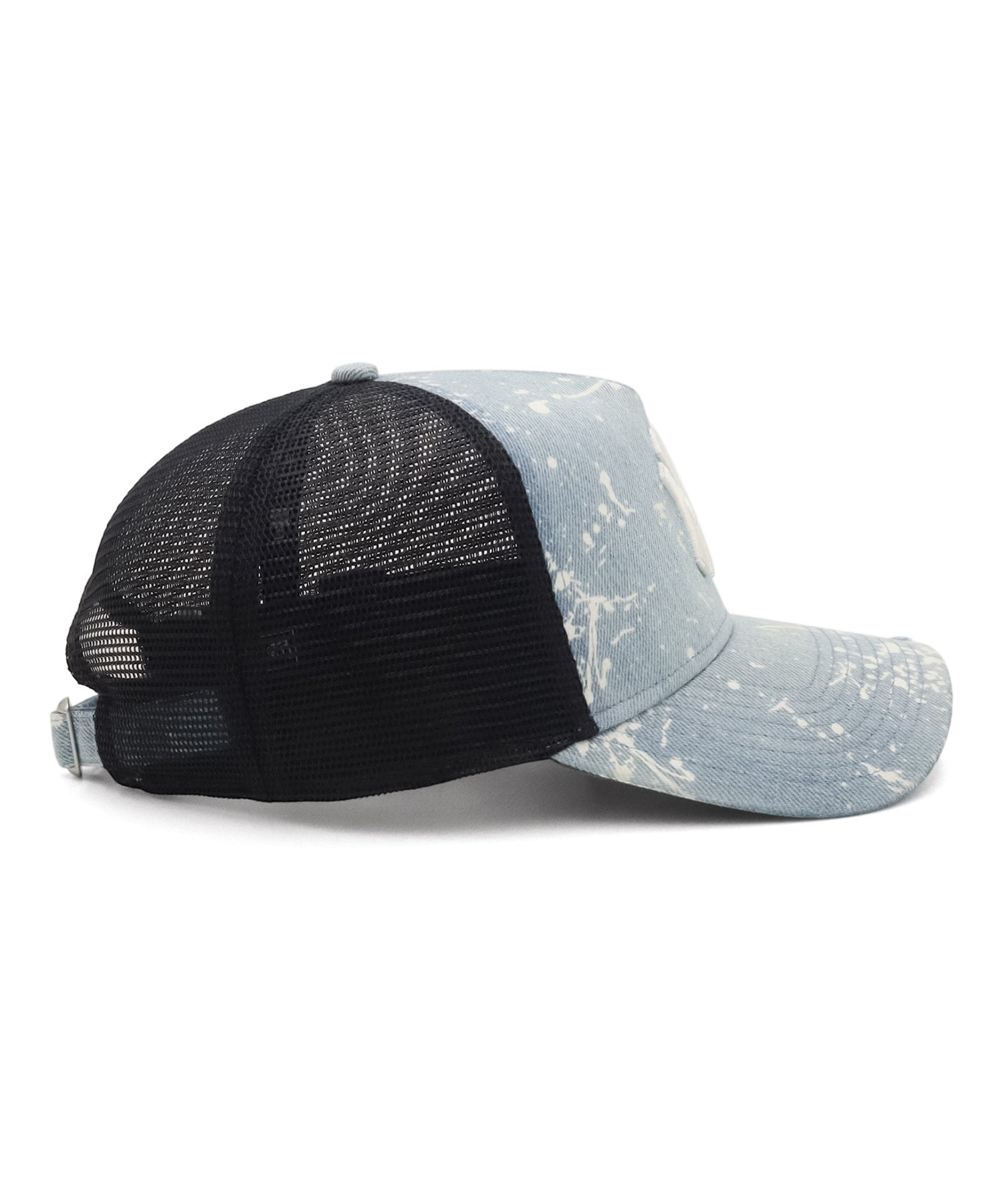 ニューエラ 9FORTY A-FRAME TRUCKER / CLOTH STRAP SPLASH PAINT DENIM NYウォッシュドデニム
