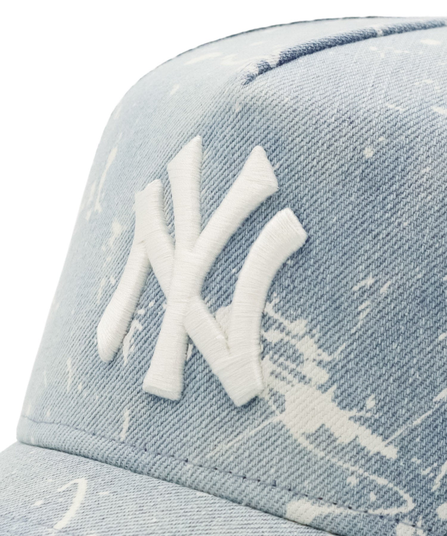 ニューエラ 9FORTY A-FRAME TRUCKER / CLOTH STRAP SPLASH PAINT DENIM NYウォッシュドデニム