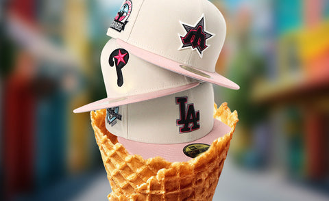 [別注] NEW ERA 59FIFTY SIDE PATCH 2-TONE UNDER VISOR STONE/PINK
