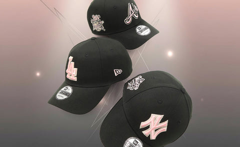 [別注] NEW ERA 9FORTY CLOTH STRAP SIDE PATCH BLACK/PINK MLB