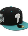 別注 ニューエラ 59FIFTY SIDE PATCH 2-TONE UNDER VISOR PHIブラック/ティール