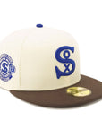 別注 ニューエラ 59FIFTY SIDE PATCH 2-TONE UNDER VISOR CWSクロームホワイト