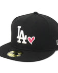 ニューエラ 59FIFTY HEART UNDER VISOR LAブラック